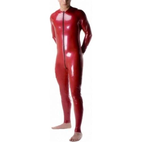 Sexy Red Latex Bodysuit for Men Fetish Rubber Erotic Costumes Catsuit Plus Size Jumpsuit Customize Service BNLCM063