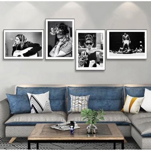 For Living Room Modern Decorative Prins Famous Person Photography Movie Star Canvas Painting Black White Wall Art Picture
