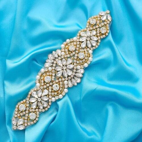 Clear Rose Gold Hot drilling Crystal Rhinestones Wedding Dresses Gown Belt DIY Appliques Silver Sash Pat Accessories S104