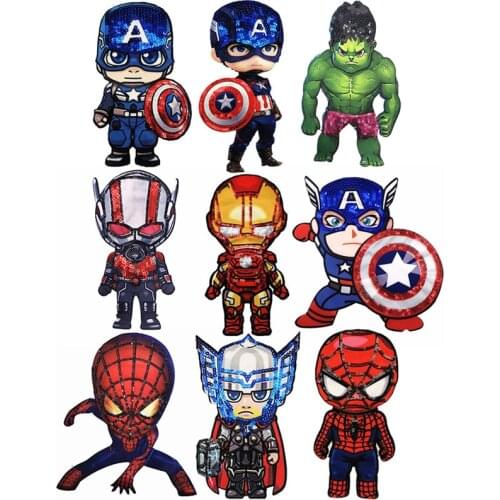Disney Marvel Cartoon The Avengers Fabric patches Garment Accessories embroidery Sewing patch clothing Sequins Clothes stickers