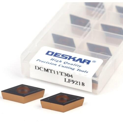 10Pcs DCMT11T304 LF9218 DCMT11T308 CNC Lathe Rhombus Turning Tool Blade Carbide insert Machining Twocolor Coating Wear-Resistant