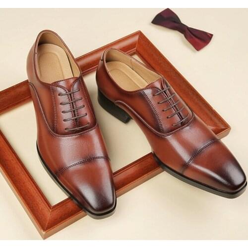 New Men Derby Shoes Lace-Up Formal Casual Business Genuine Leather Office Size 39-45