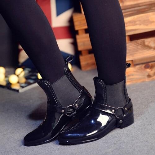 Aleafallig Spring Autumn Summer Tide Shoes Rainshoes Women Korean Fashion Non-Slip Short Rain Boots Elastic Rainshoes Women Bow