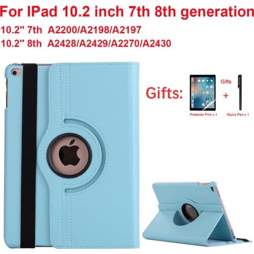 360 Rotating PU Leather Flip Cover For iPad 10.2 2020 2019 8th 7th Stand Case Smart Funda A2270/A2428/A2428/A2429/A2200/A2198