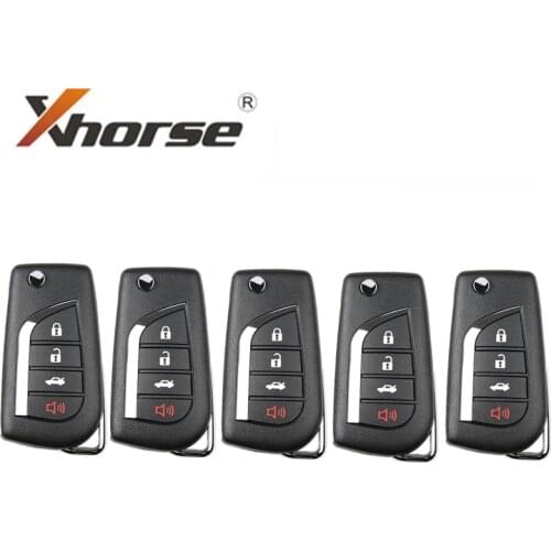 XHORSE XKTO10EN for Toyota Style(Flip-4BTN) Wired Universal Remote Key Fob 4 Button for VVDI Key Tool (English Version) 5 pcs