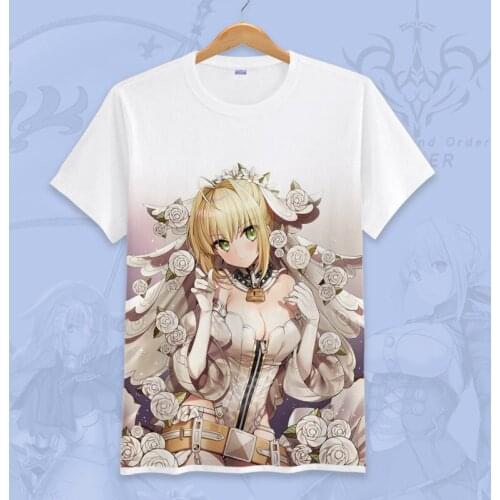 Japanese Anime Fate/EXTR Cosplay T Shirt Fate Grand Order Nero Claudius Red Saber Summer T-Shirt Graphic Top Tee Costume tshirt