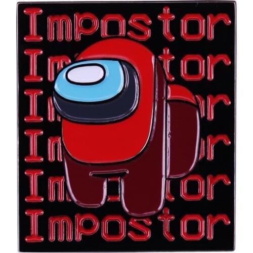 Impostor Pin Red Crewmate Brooch Funny Game Day Gift