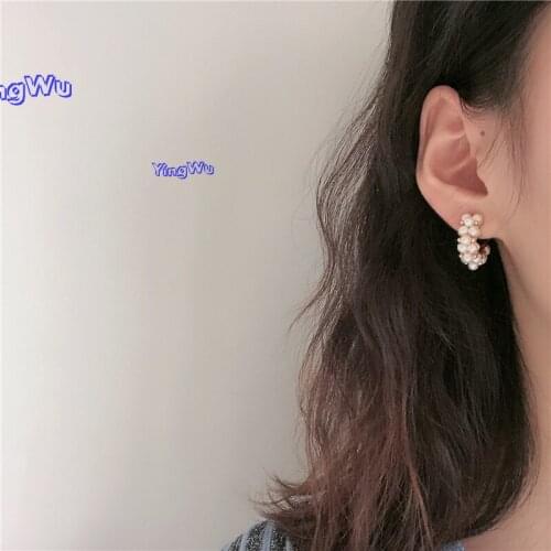 New Vintage Japan Korean Hoop Earrings For Women Handmade Sweet Simulated Pearl Circle Jewelry Pendientes Gifts