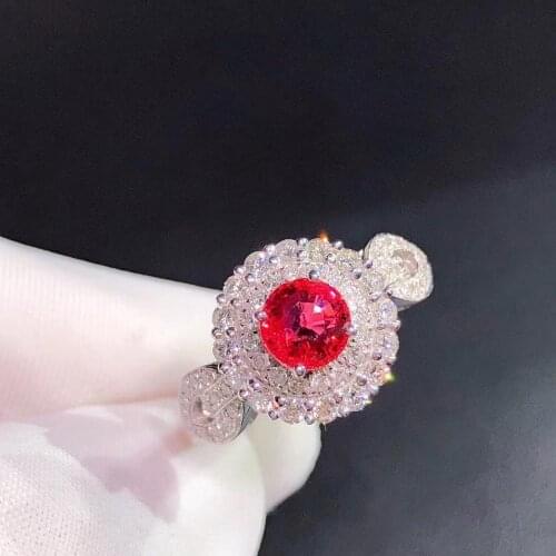 H730 Natural 1.01ct Red Ruby Ring Diamonds Jewelry Anniversary Females Rings for Womens Fine Rings