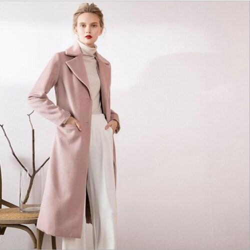 Winter Woolen New style Overcoat Female Double faced wool Outerwear pink Women warm Ladies Jacket Loose Long Medium camel Coat