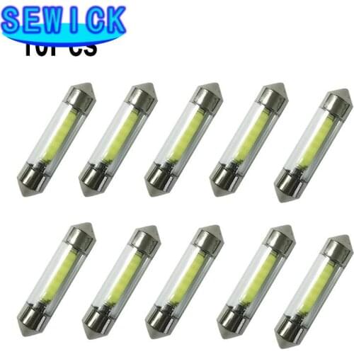 10PCS Festoon LED COB Signal Bulb SMD 31mm 36mm 39mm 41mm LED Car Interior Reading Light 12V White Reverse License Plate Lamp