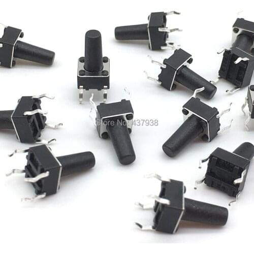100pcs 6*6*11mm Panel PCB Momentary Tactile Tact Push Button Micro Switch 4 Pin DIP Light Touch 6x6x11mm Keys Keyboard
