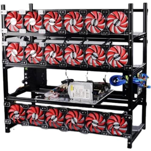 19GPU 19 GPU Stackable Aluminum Ethereum Crypto Miner Case Open Air Computer Mining Rig Frame For ETH/ETC/ZCash/Bitcoin