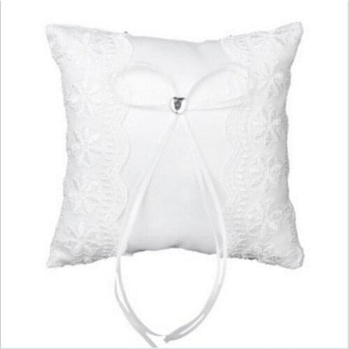 20x20cm 1pc Wedding Ring Pillow Ribbon Bowknot Lace Satin Cushion European Wedding Decoration Party Supplies