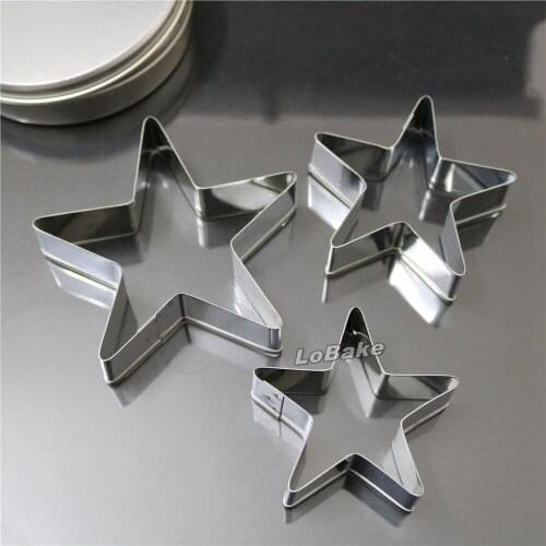 3pcs/set) Flat blade 304 stainless steel five-point star shape cookie cutter biscuit cutter set bakery pastry tools