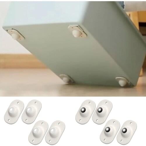4pcs Stainless Steel Ball Swivel Caster Wheels Small Furniture Rollers Universal Storage Box Self Pulley Cabinet 360° Rollers