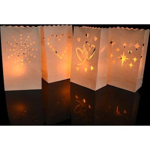 5/10Pcs Paper Lantern Heart Moon Star Shape Candle Bag Wedding Party Home Outdoor Decoration Supplies