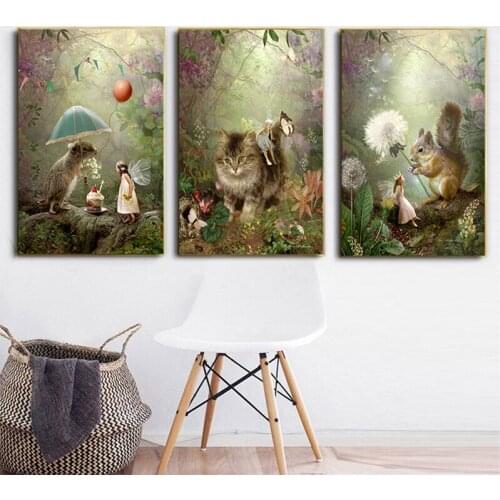 Diy Diamond Painting Fairy Tale Girls Angels And Animal 5D Full Drill Mosaic Diamond Embroidery Handmade puzzle Wall ArtZP-557