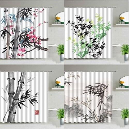 Bamboo flower pattern curtain shower curtain Bathroom curtain Curtains for kitchen curtains Bathroom curtain bedroom curtains