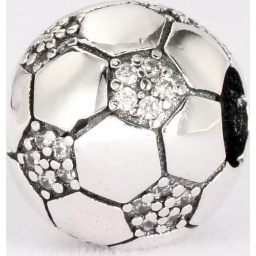 Free Shipping Authentic 925 Sterling Silver Soccer Football Charm Fit Original Pandora Bracelet For Women DIY Jewelry Beads