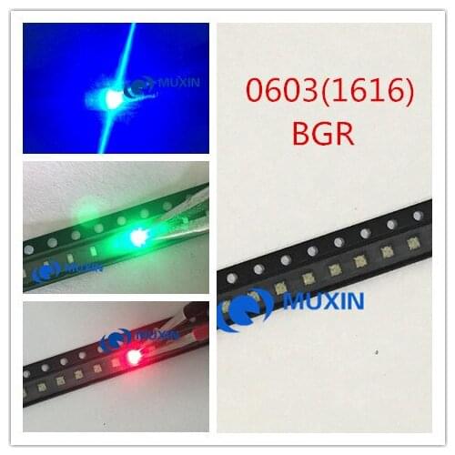 BGR SMD 0603 RGB Common Anode Led 0606 RGB LED 100PCS/Lot Diode 4-Bin Size:1.6*1.6*0.55mm colorful Red/Green/Blue 1615