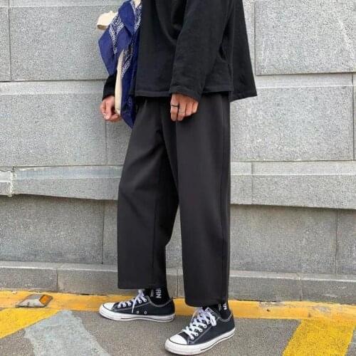 Men trousers spring summer solid color elastic waist Wide-leg casual Oversize pants Sweatpants male streetwear clothing