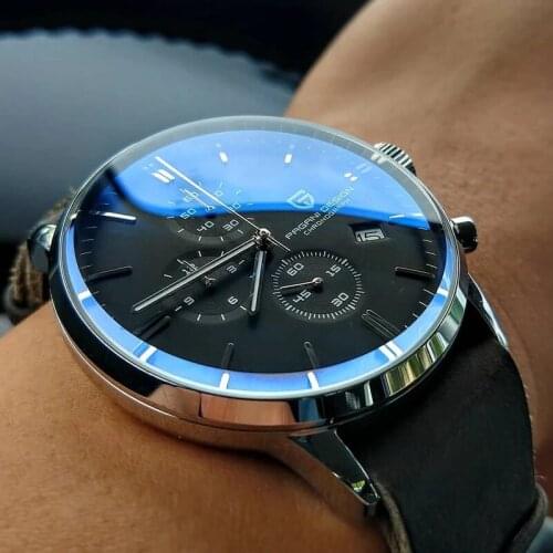 2021 PAGANI Design Mens Quartz Watches Casual Fashion Top Brand Luxury Watch Mens Leather Waterproof Wristwatches Chronograph