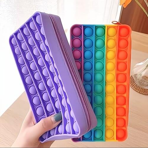 Pencil Case Bag Simple Version of Pure Color Plus Case Silicone Decompression Bubble Stationery Storage Bag
