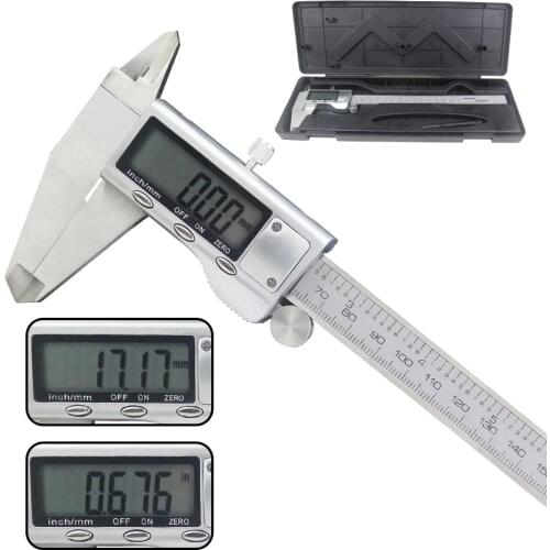 Stainless Steel Electronic Digital Vernier Caliper Guage Micrometer 150mm 200 mm 6 inch LCD Display Metal Ruler Plastic Box