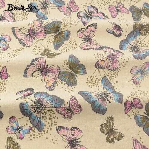 Booksew Cotton Linen Fabric Beautiful Butterfly Design Sewing Material Tablecloth Pillow Bag Curtain Cushion Zakka Tissu