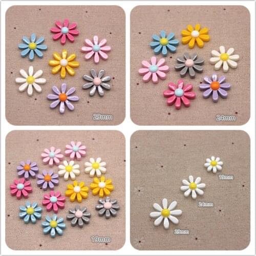 19mm/24mm/29mm Resin New Mix Colors Eight-Petal Flower Flatback Cabochon DIY Craft/Jewelry/Phone Decoration Accessories
