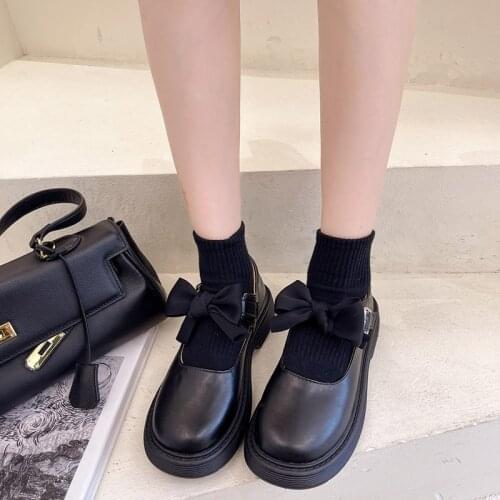 Pu Leather Classic Womens Summer Gothic Japanese Jk Black Retro Mary Jane Lolita Shoes Kawaii Bow Style Harajuku Student Anime