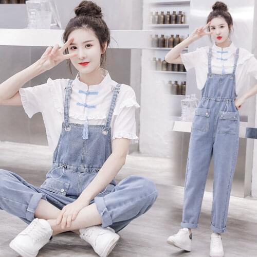 Overalls, Waist Reduction, Denim Overalls, Summer Women, Korean Version, Loose Retro and Elegant Womens Jumpsuit