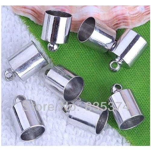Imitation Rhodium plated End Bead End Caps For 6mm Leather Cord
