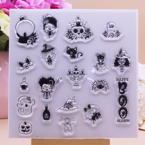 Halloween Bat&Witch&Ghost CLEAR STAMPS Scrapbooking Handmade Card Album Paper Craft Rubber Transparent Silicon Stamp Alinacutle
