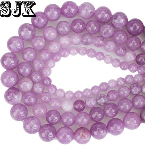 Natural Gem Stone Purple Angelite Stone Round Loose Beads 4 6 8 10 12mm DIY For Bracelet Necklace Earrings Jewelry Making