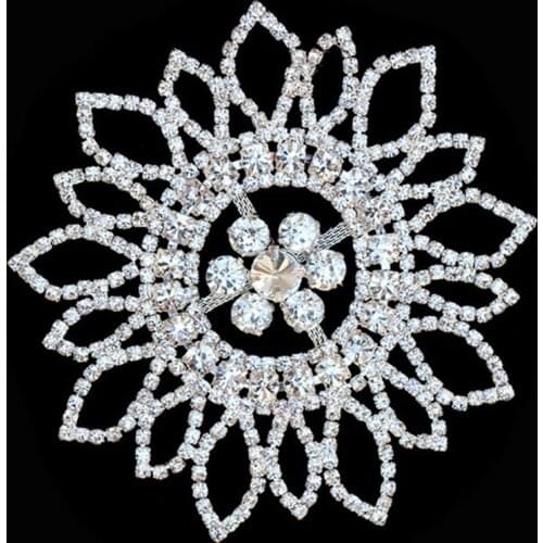 Cusack 10.3 cm Crystal Rhinestone Applique for Wedding Dresses Costume Hats DIY Crafts Silver Gold Flatback
