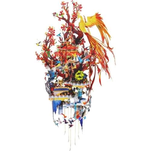 MU 3D Metal Puzzle Birds Pay Homage to the Phoenin building model kits DIY 3D Assemble Jigsaw Toys GIFT For children