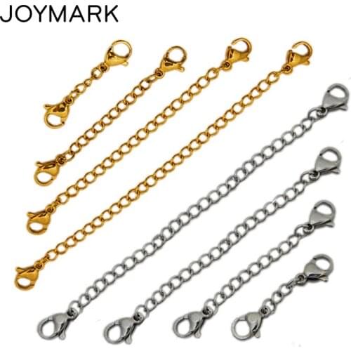25mm-150mm 6 Sizes 3 Colors Stainless Steel Metal Extend Chain With Lobster Clasps DIY Bracelet Jewelry Accessories BXGA012