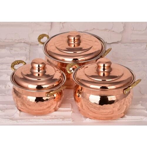 Mrs Copper Mini Hot Pot Sugar Bowl 3'lü Suit Hand Tattoo Red kitchen cook fry pan cookware cooking tool mauviel