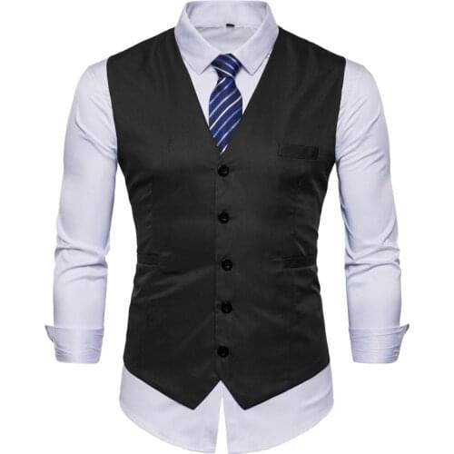 Mens Black Slim Fit Vest 2020 Fashion New Single Breasted Vest Waistcoat Men Formal Wedding Business Tuxedo Vests Gilet Homme