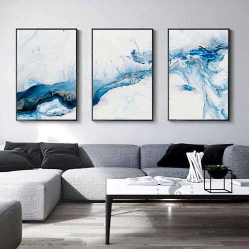 Nodic Canvas Painting Blue Sea Water Posters and Prints Ice Painting Pictures Modern Wall Pictures for Living Room Art Home Deco