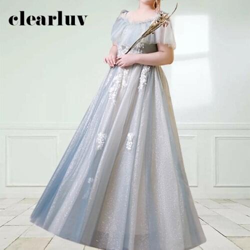 Appliques Women Party Dresses DR1095 Boat Neck Formal Evening Dress A-Line Long Vestidos De Fiesta Spaghetti Strap Elegant Gowns