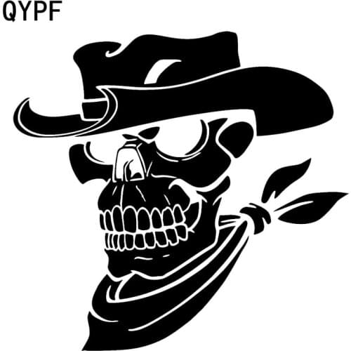 QYPF 15.5*14.8CM Mysterious Hat SKULL Car Stickers Vinyl Motorcycle Graphic C16-0234