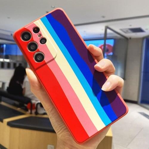 LOVECOM Rainbow Liquid Silicone Case For Samsung S21 Ultra S10 S9 S8 Plus A52 A72 A32 A12 A51 A71 A31 Note 10 Plus Soft Cover