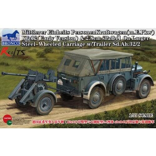 RealTS BRONCO CB35209 1/35 Kfz12(Early Version) & 2.8cm sPzB41 w/Trailer Sd.Ah.32/2