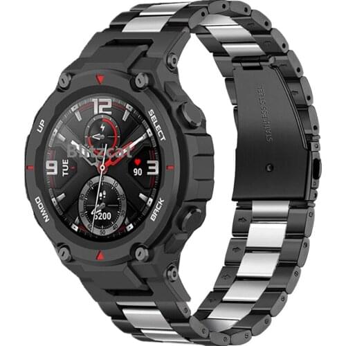 Luxurious Stainless Steel Band For Amazfit T Rex Pro Smart Watch Strap Metal Bracelet For Xiaomi Huami Amazfit T Rex