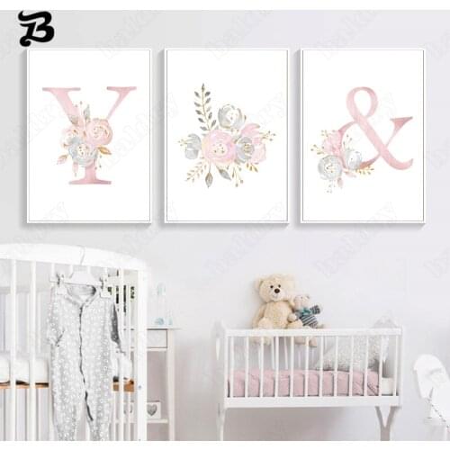Pink Room Decor Bedroom Poster Little Girl Wall Art Print Modern Letters Painting Wall Pictures for Kid‘s Bedroom Decoration