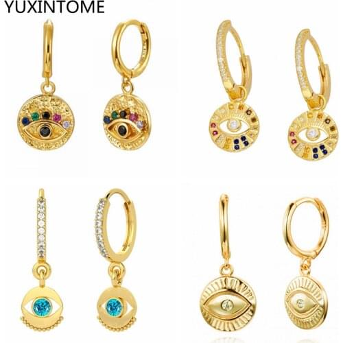 925 Sterling Silver Personality Eye Zircon Hoop Earrings For Women Gold Silver Color Piercing Earrings Jewelry Pendientes