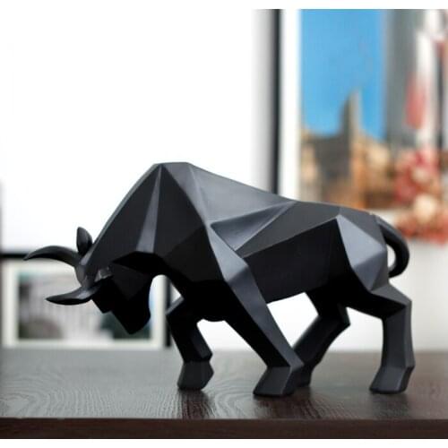 RESIN GEOMETRIC BISON OX SCULPTURE ABSTRACT BULL STATUE OFFICE DECORATION HOME ART AND CRAFT ORNAMENT ACCESSORIES BIRTHDAY GIFT